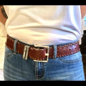 Vintage whip stitched leather belt